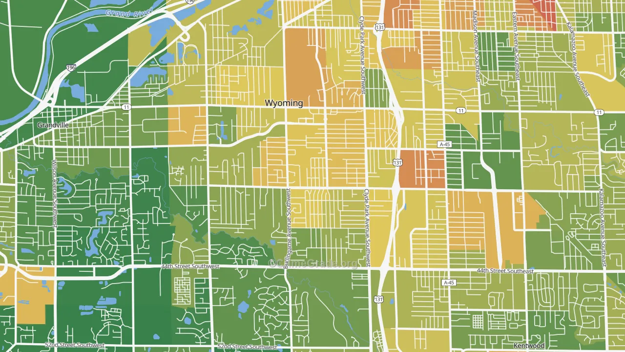 Wyoming, MI Map of Murder Rates