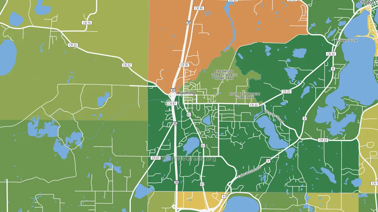 Wyoming, MN Map of Murder Rates