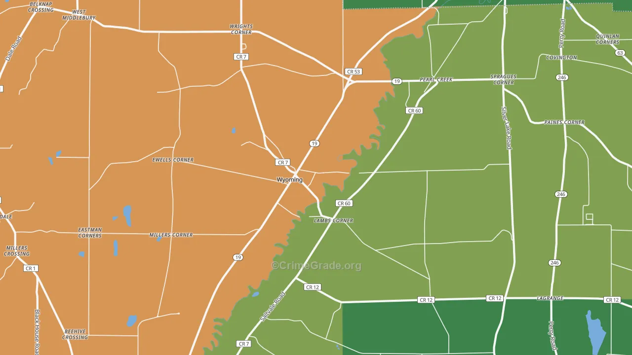 Wyoming, NY Map of Murder Rates