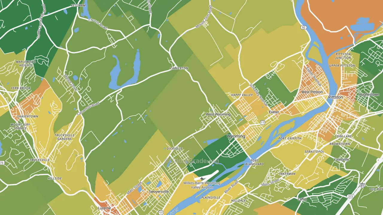 Wyoming, PA Map of Murder Rates