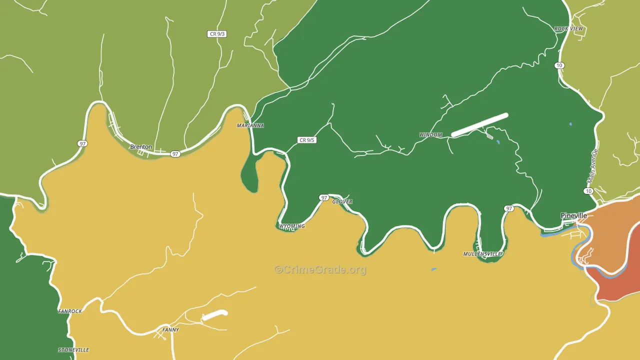 Wyoming, WV Map of Murder Rates