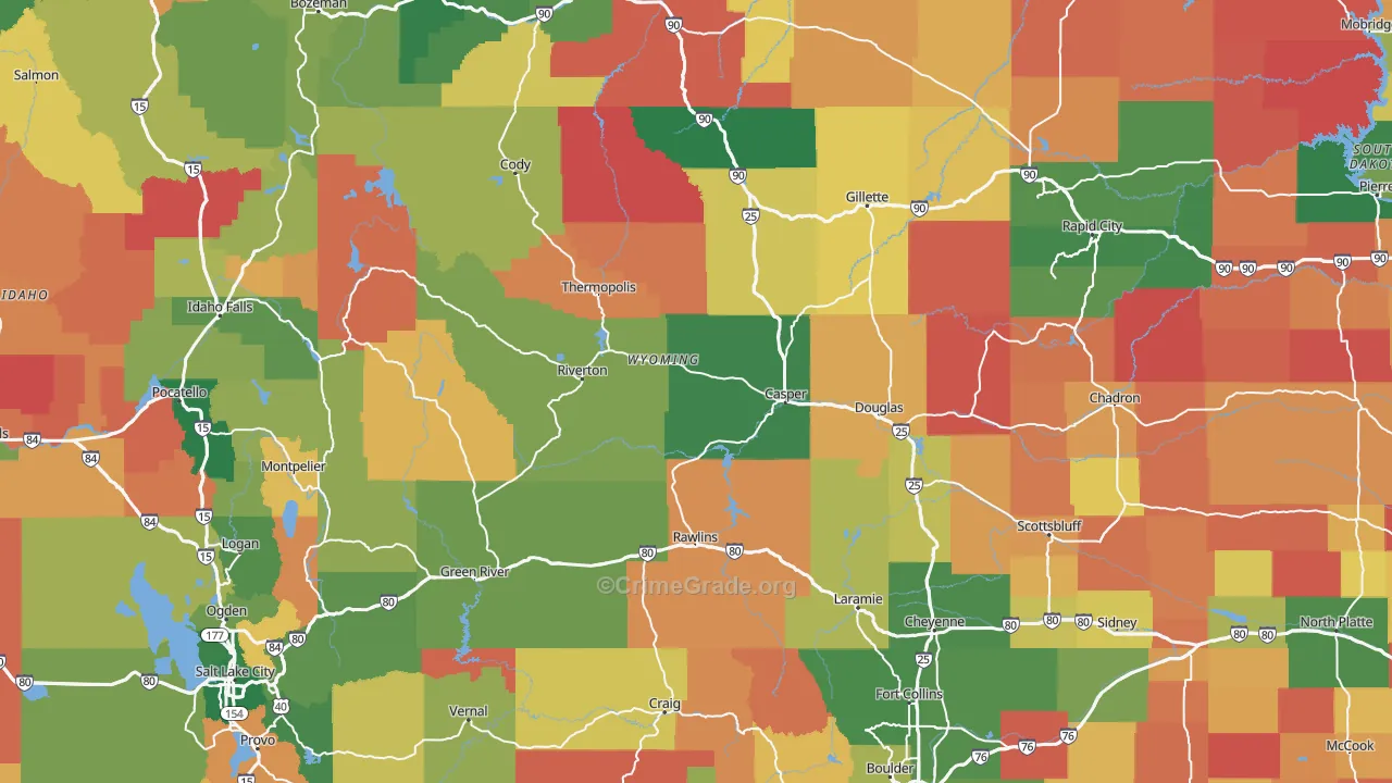 Wyoming Map of Murder Rates