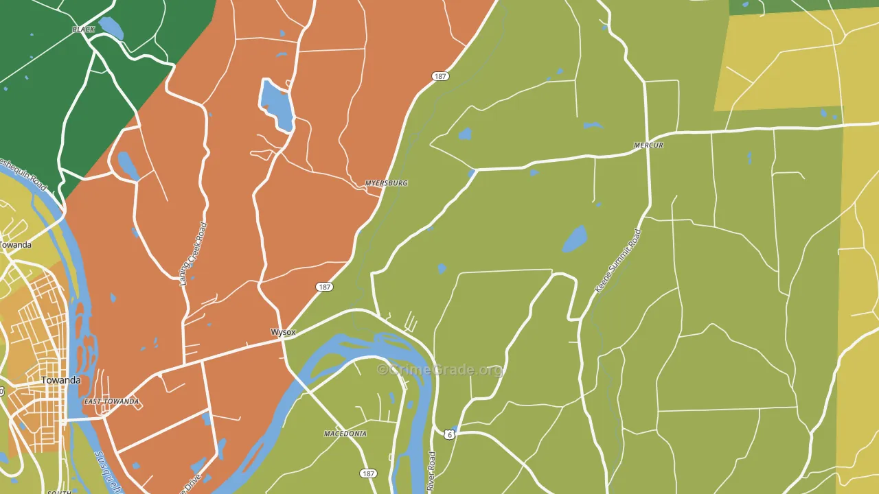 Wysox, PA Map of Murder Rates