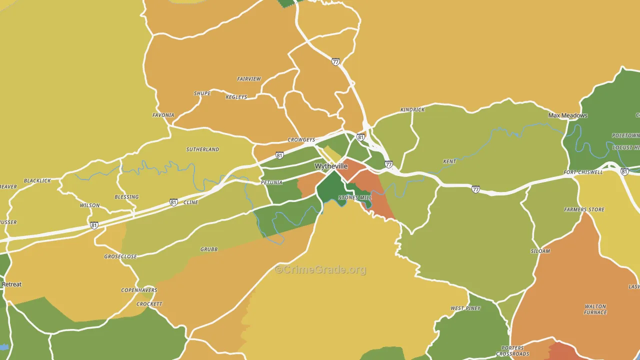 Wytheville, VA Map of Murder Rates