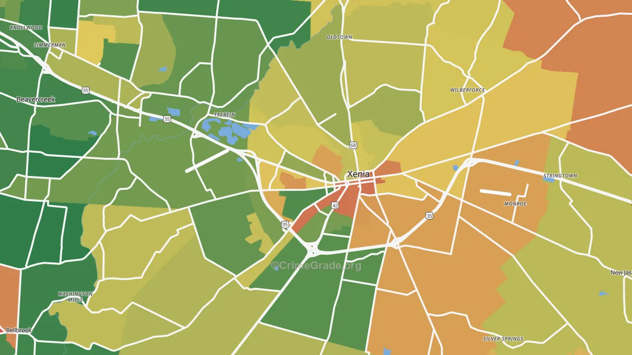 Xenia, OH Map of Murder Rates