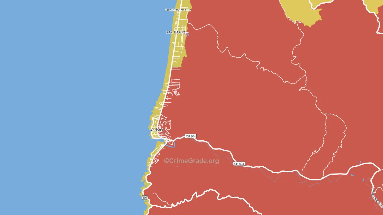 Yachats, OR Map of Murder Rates