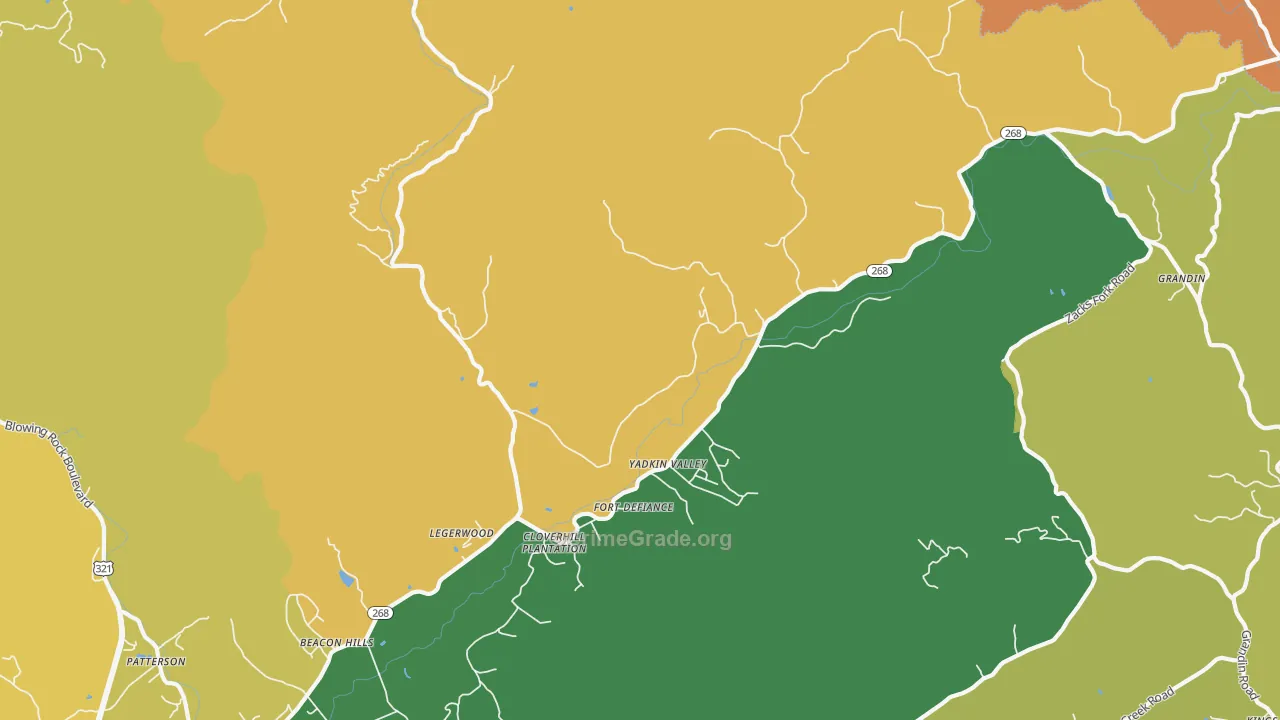 Yadkin Valley, NC Map of Murder Rates