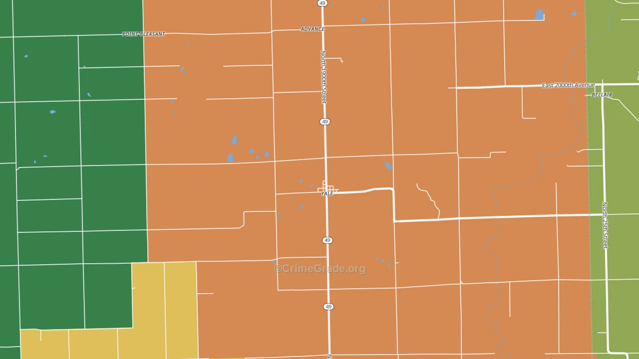 Yale, IL Map of Murder Rates
