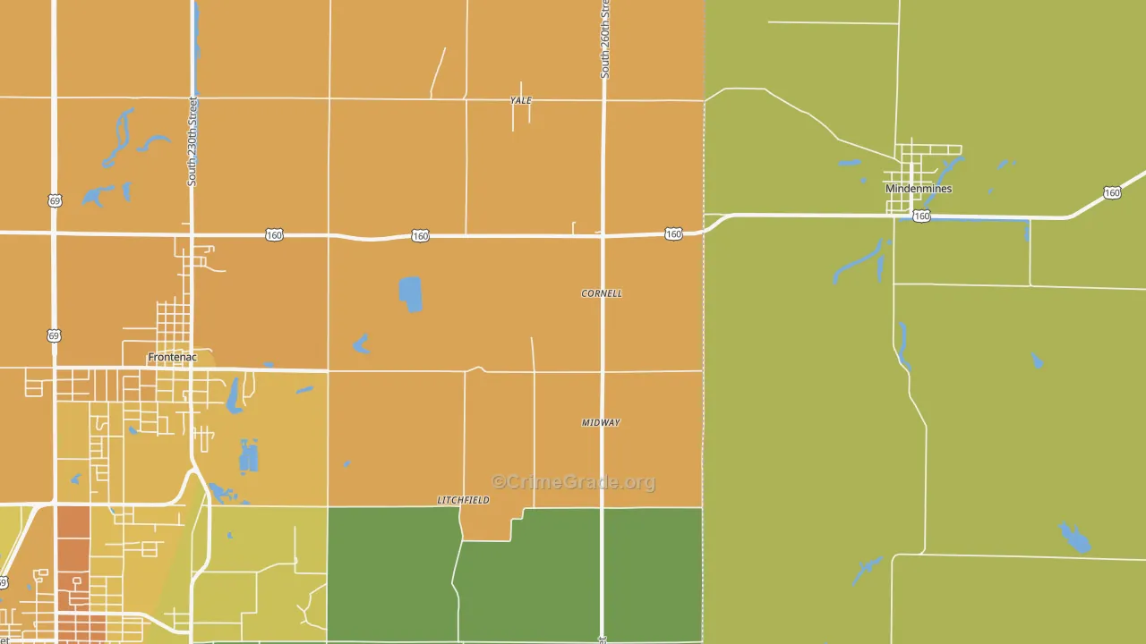 Yale, KS Map of Murder Rates