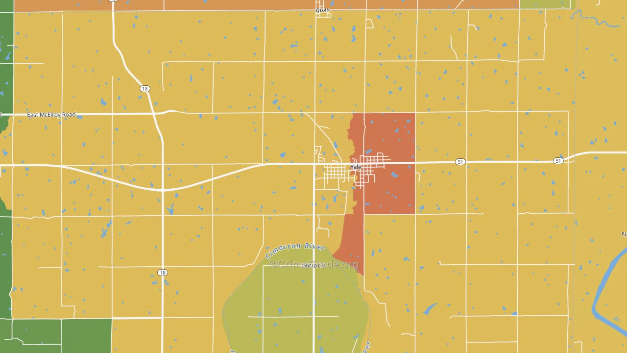 Yale, OK Map of Murder Rates