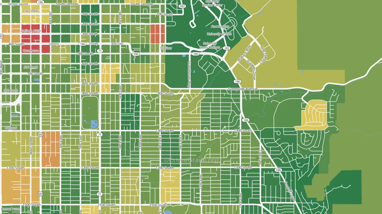 Yalecrest, Salt Lake City, UT Map of Murder Rates
