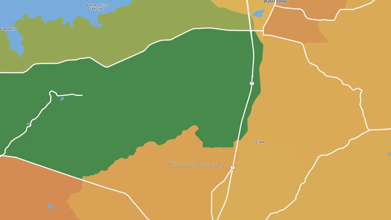 Yalobusha County, MS Map of Murder Rates