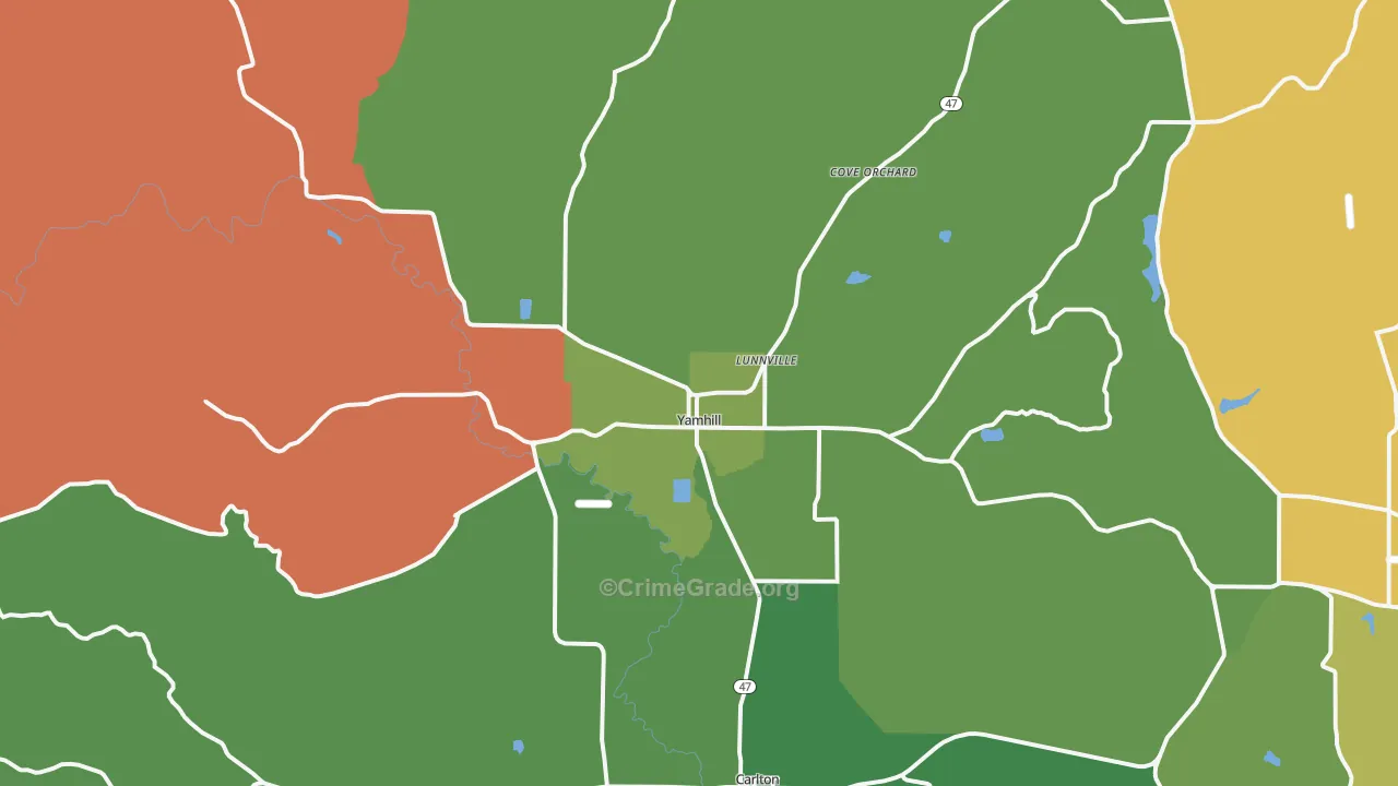 Yamhill, OR Map of Murder Rates