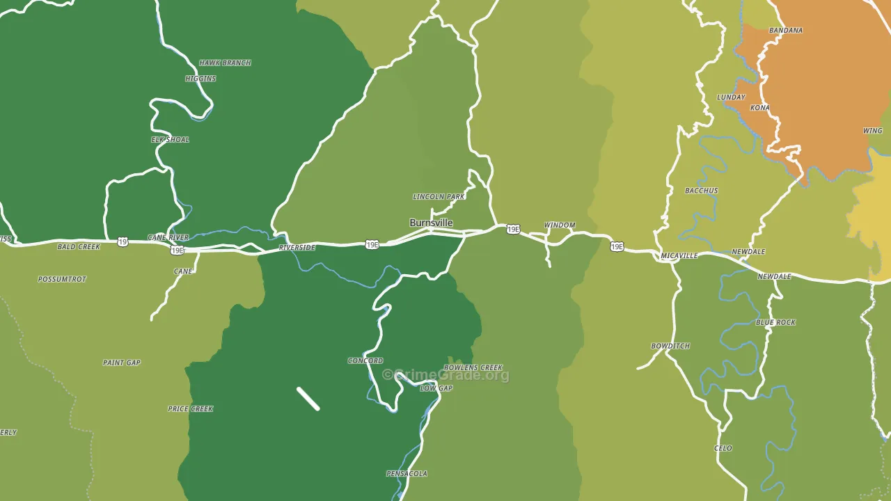 Yancey County, NC Map of Murder Rates
