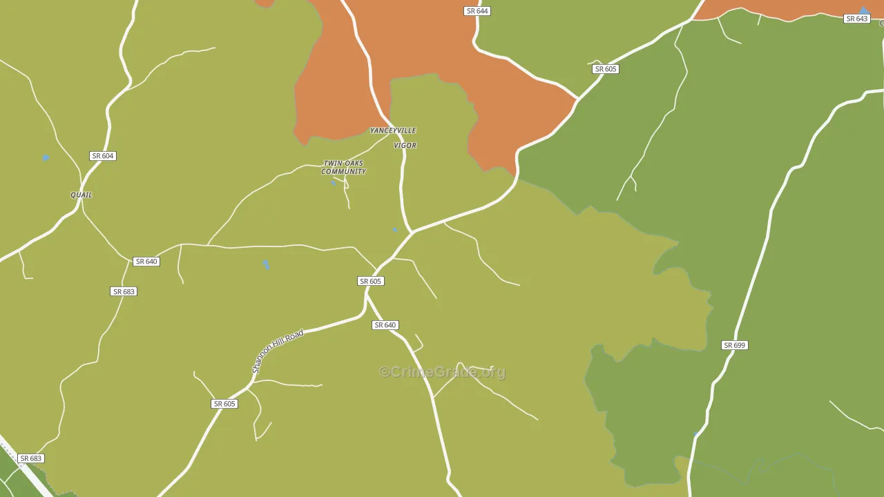 Yanceyville, VA Map of Murder Rates