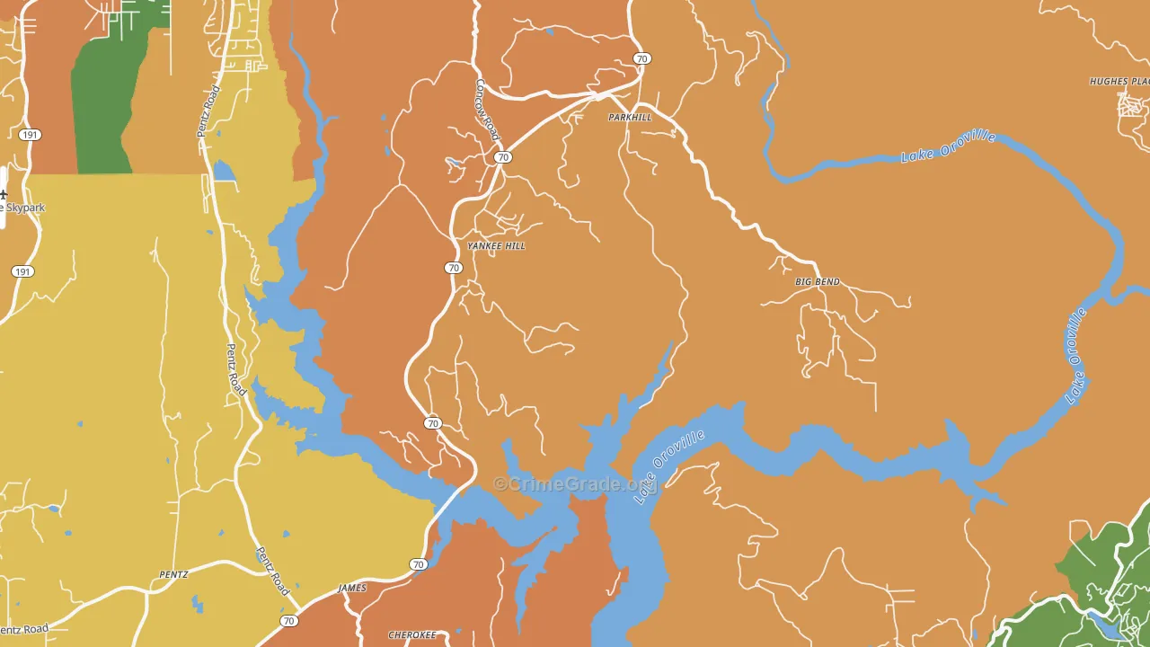 Yankee Hill, CA Map of Murder Rates