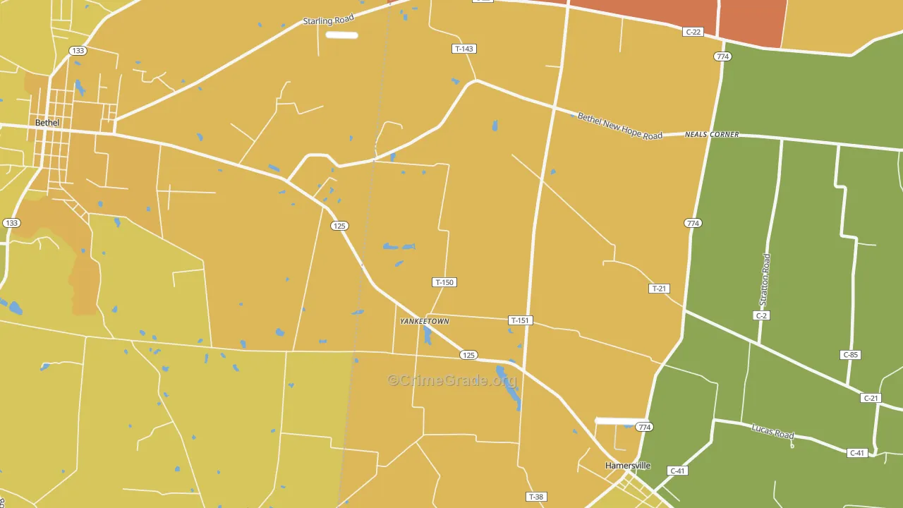 Yankeetown, OH Map of Murder Rates