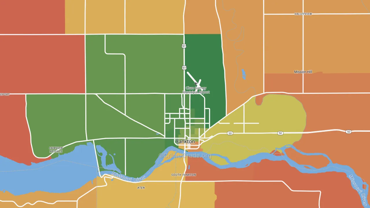 Yankton County, SD Map of Murder Rates