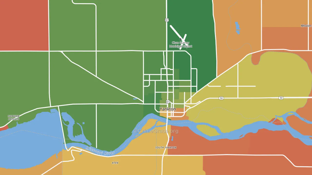 Yankton, SD Map of Murder Rates