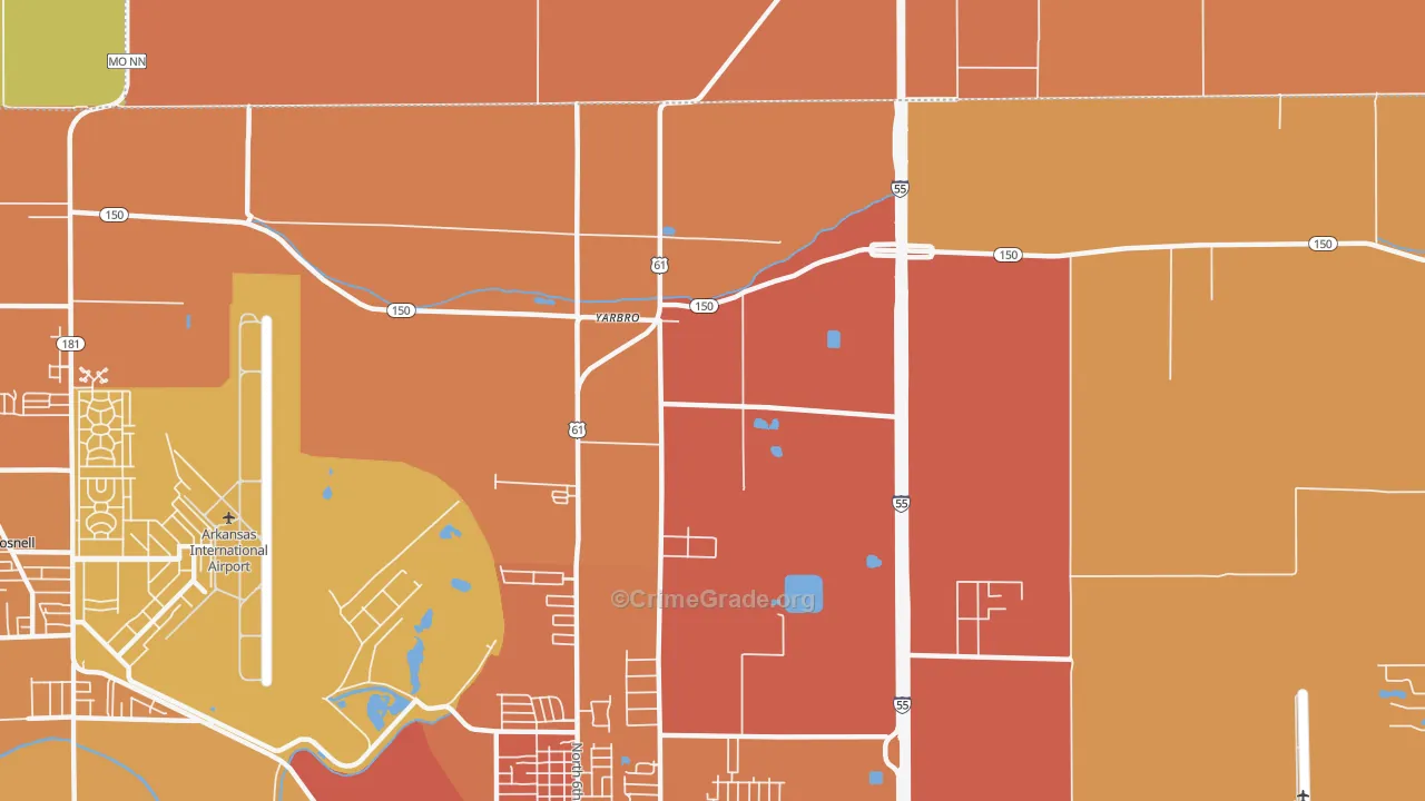 Yarbro, AR Map of Murder Rates