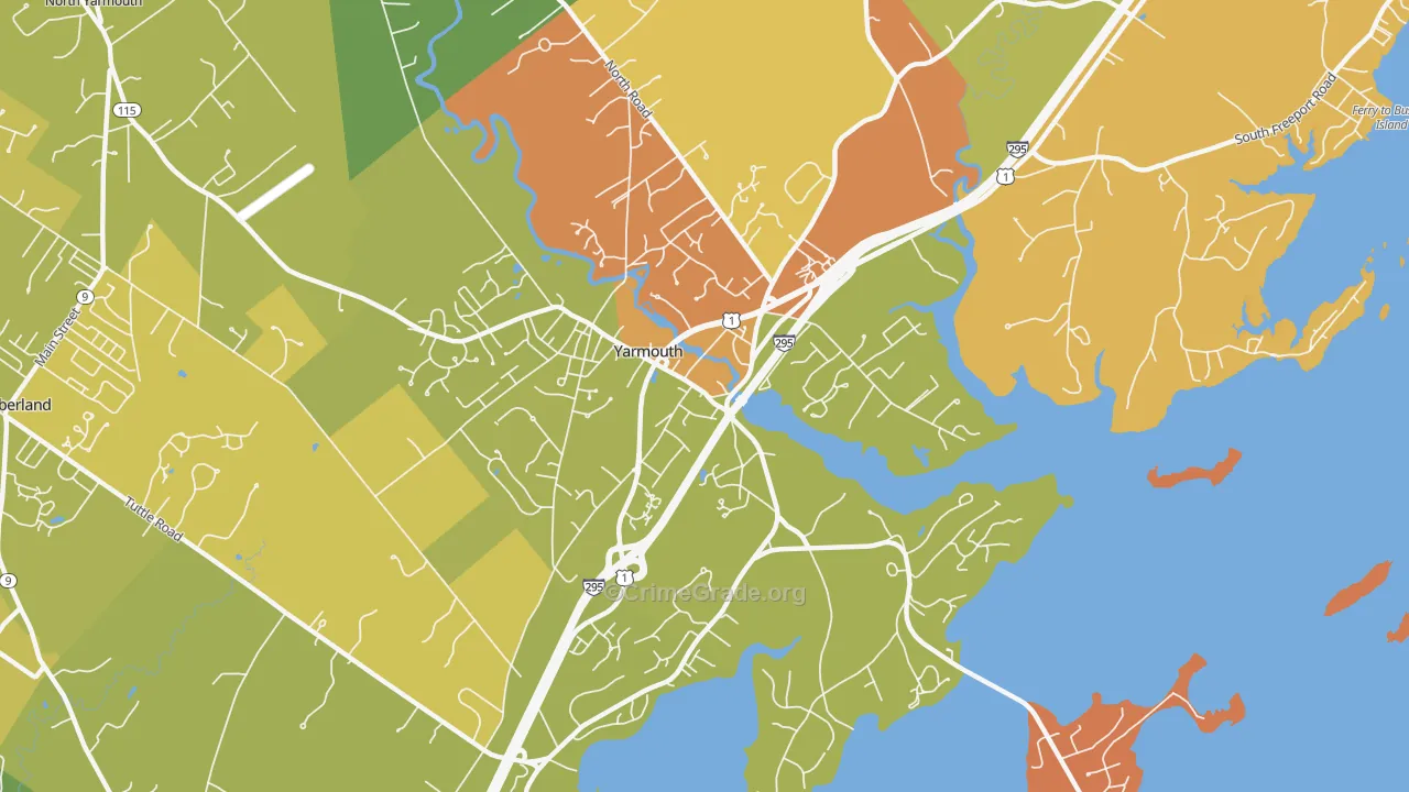 Yarmouth, ME Map of Murder Rates