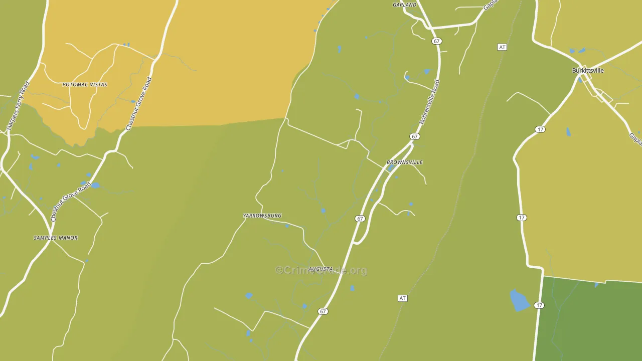 Yarrowsburg, MD Map of Murder Rates