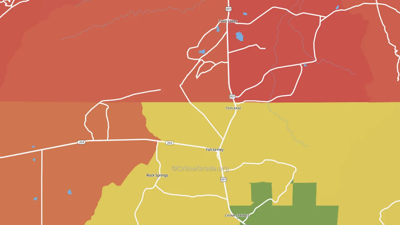 Yatahey, NM Map of Murder Rates