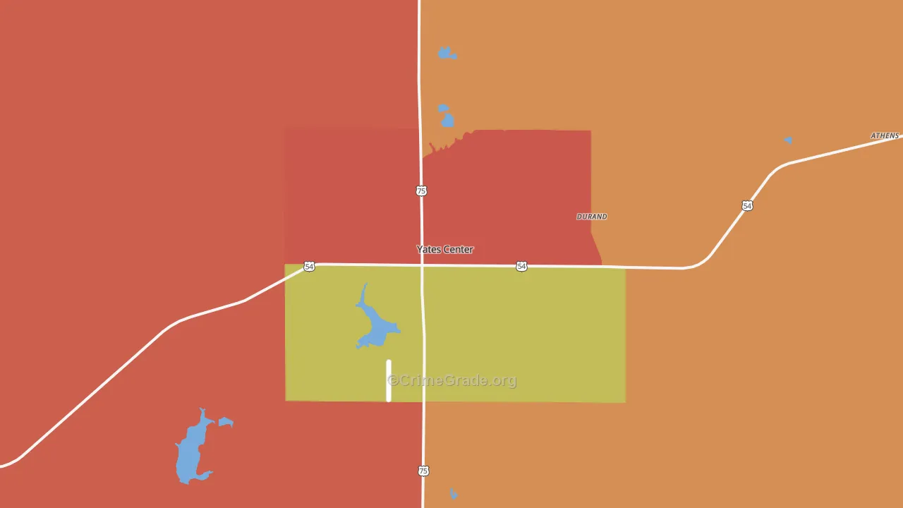 Yates Center, KS Map of Murder Rates