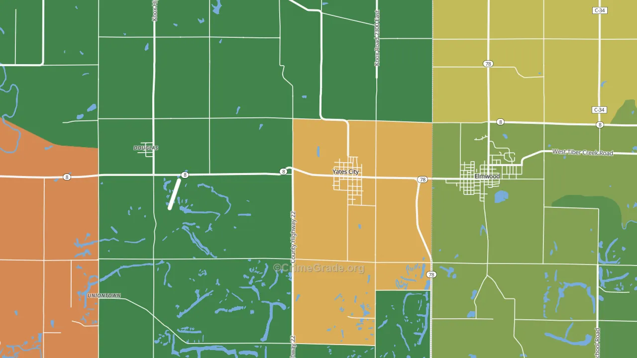 Yates City, IL Map of Murder Rates