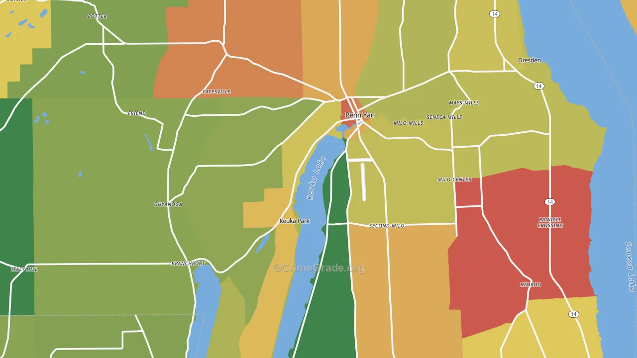 Yates County, NY Map of Murder Rates