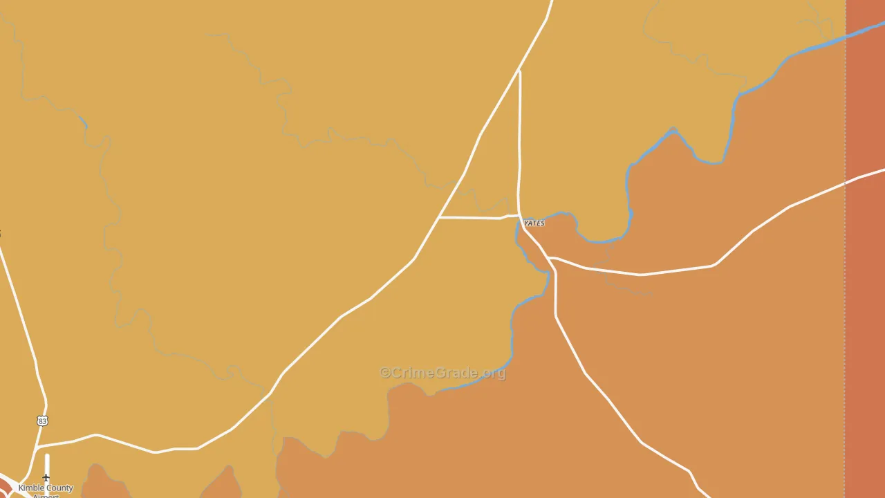 Yates, TX Map of Murder Rates
