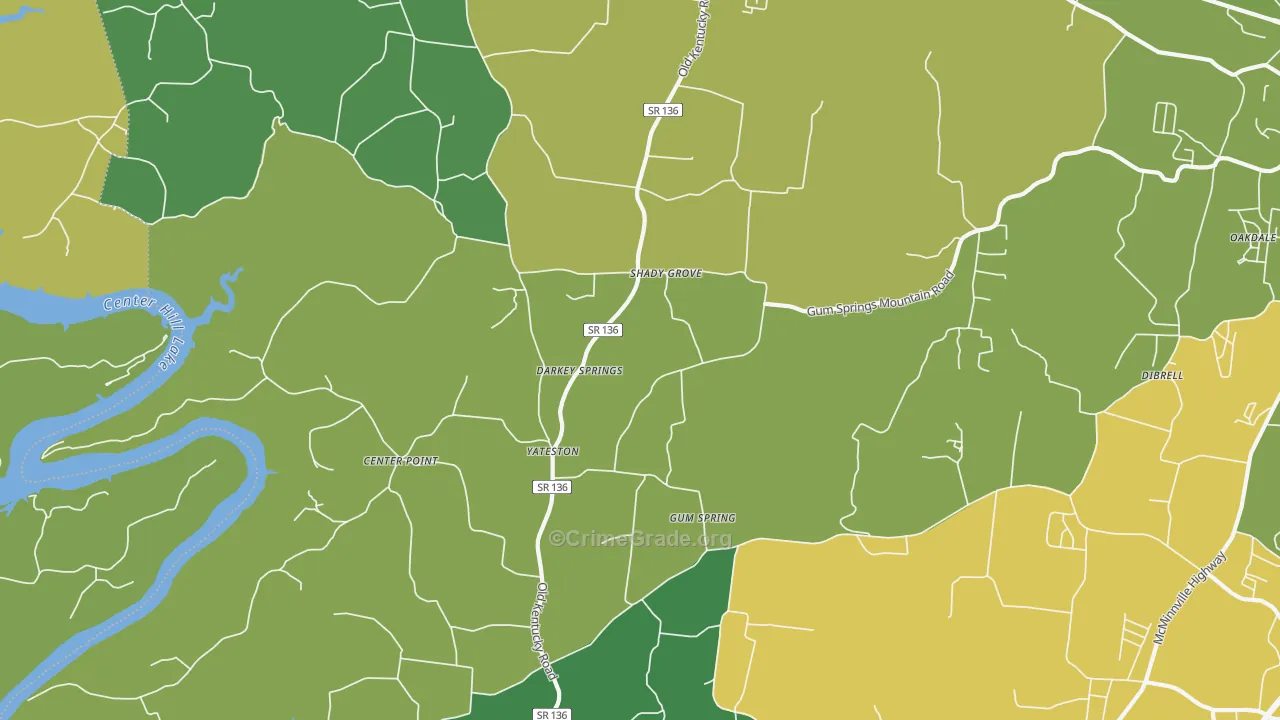 Yateston, TN Map of Murder Rates