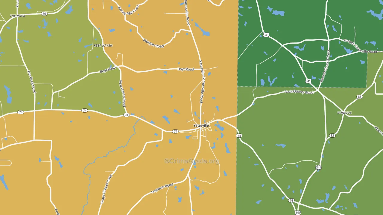 Yatesville, GA Map of Murder Rates
