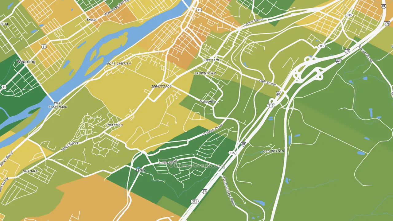 Yatesville, PA Map of Murder Rates