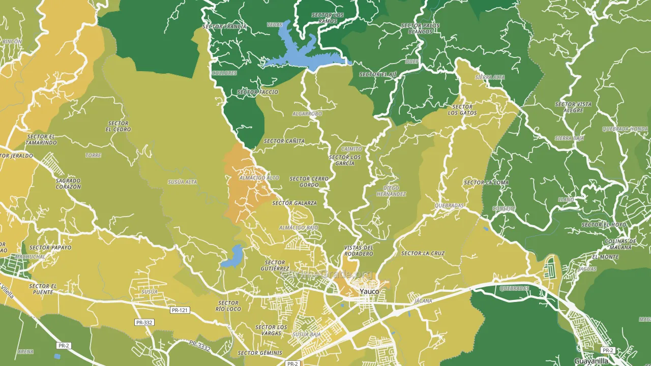 Yauco, PR Map of Murder Rates