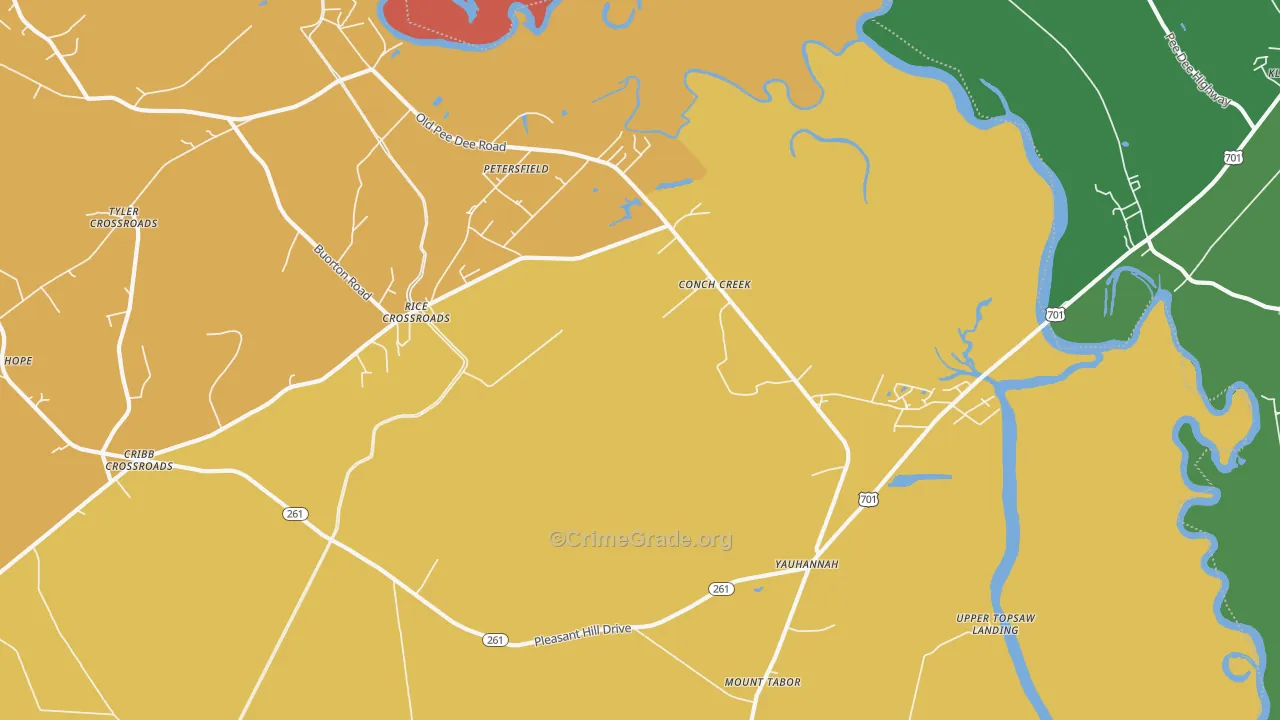 Yauhannah, SC Map of Murder Rates
