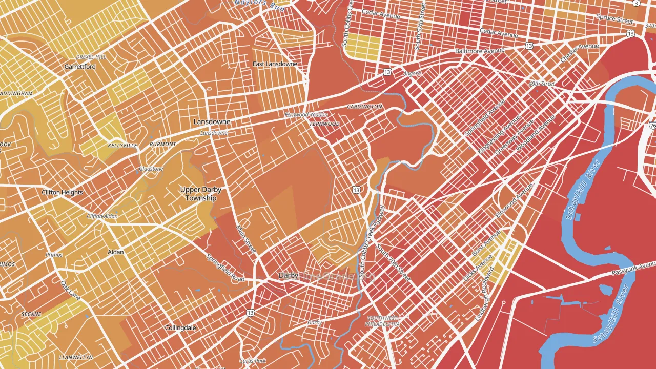 Yeadon, PA Map of Murder Rates