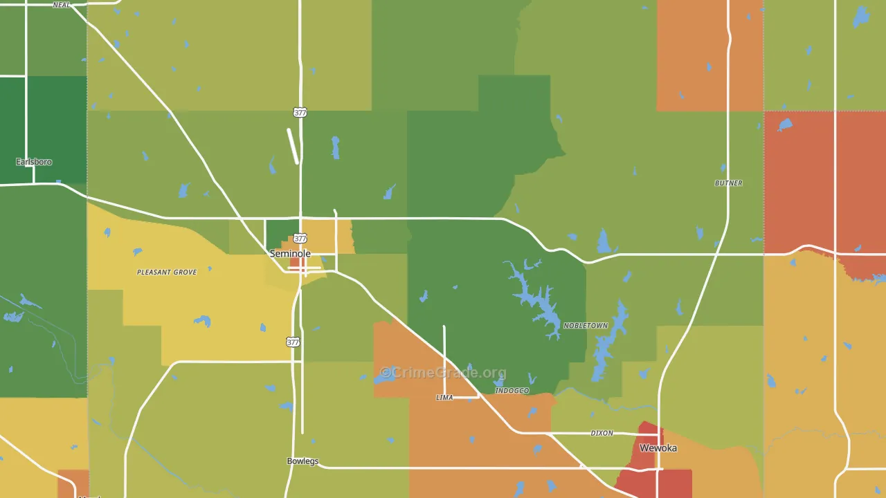 Yeager, OK Map of Murder Rates