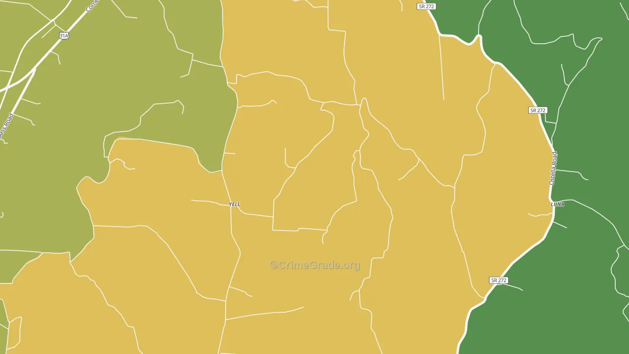 Yell, TN Map of Murder Rates