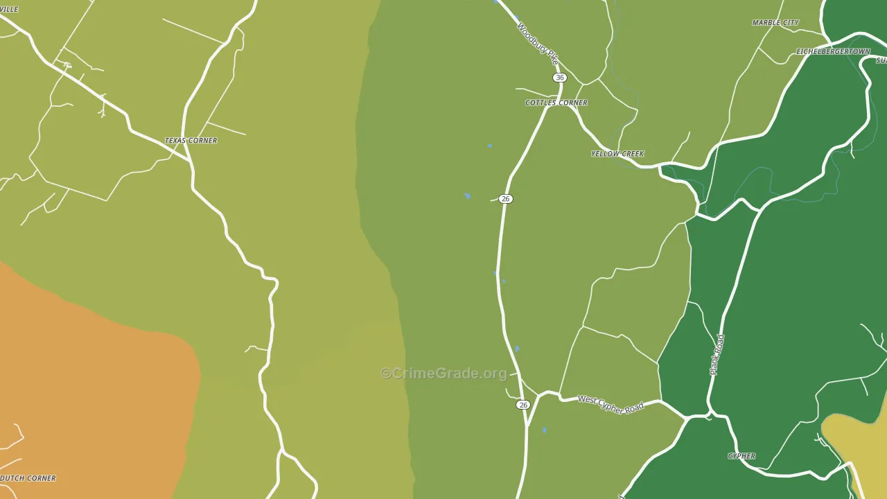 Yellow Creek, PA Map of Murder Rates
