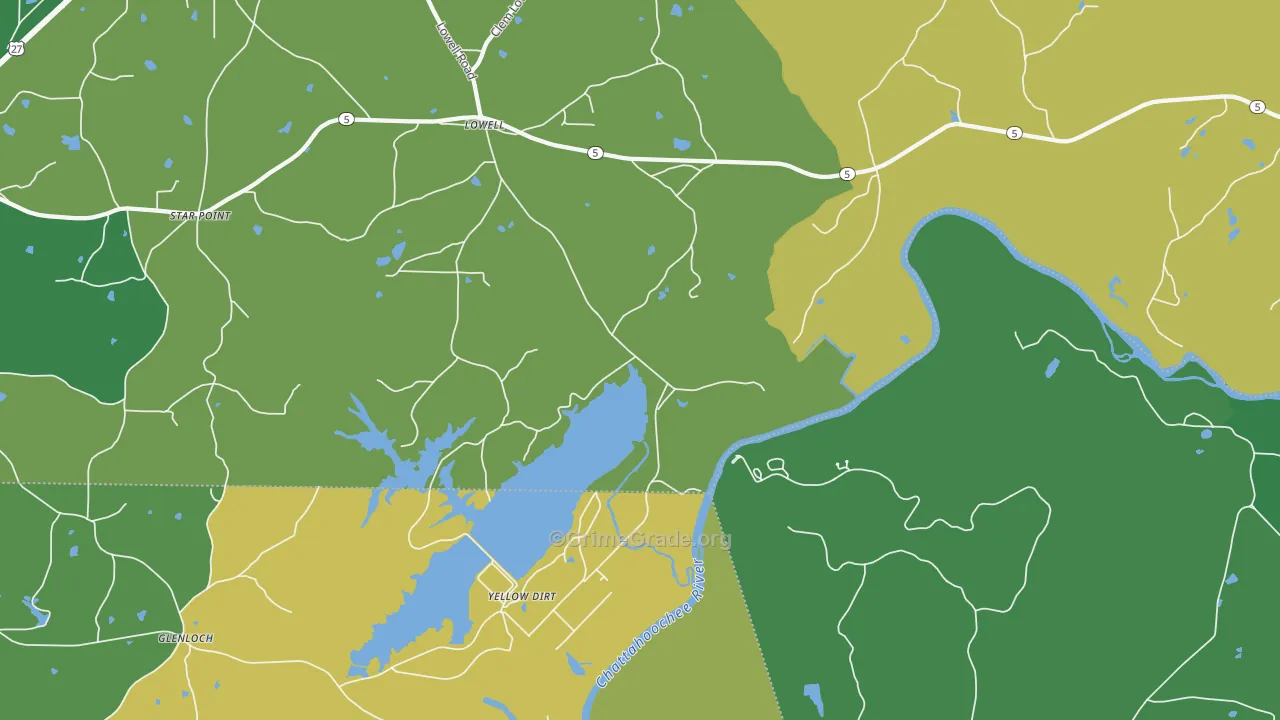 Yellow Dirt, GA Map of Murder Rates