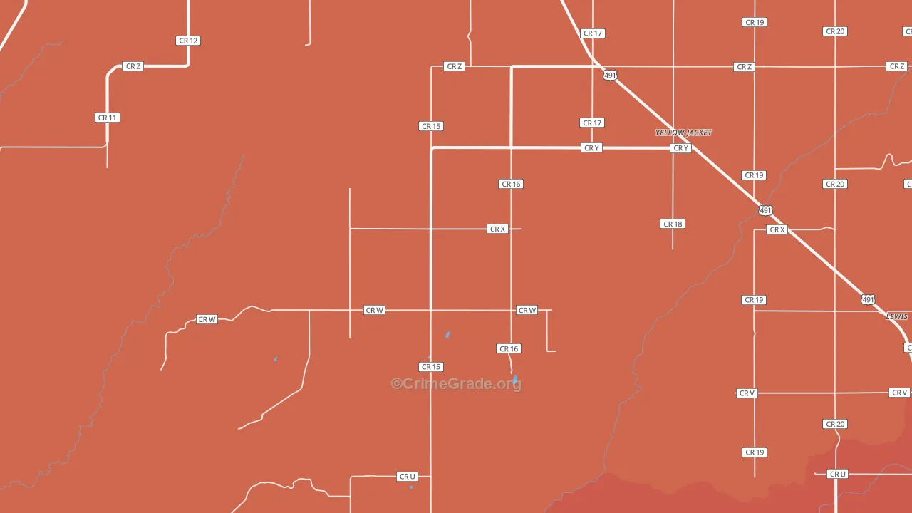 Yellow Jacket, CO Map of Murder Rates