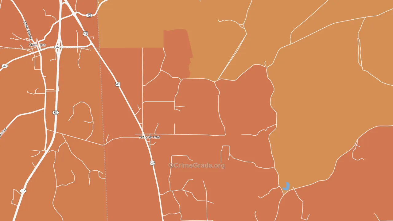 Yellow Pine, AL Map of Murder Rates