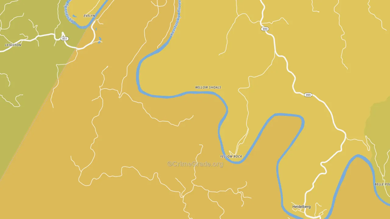 Yellow Rock, KY Map of Murder Rates