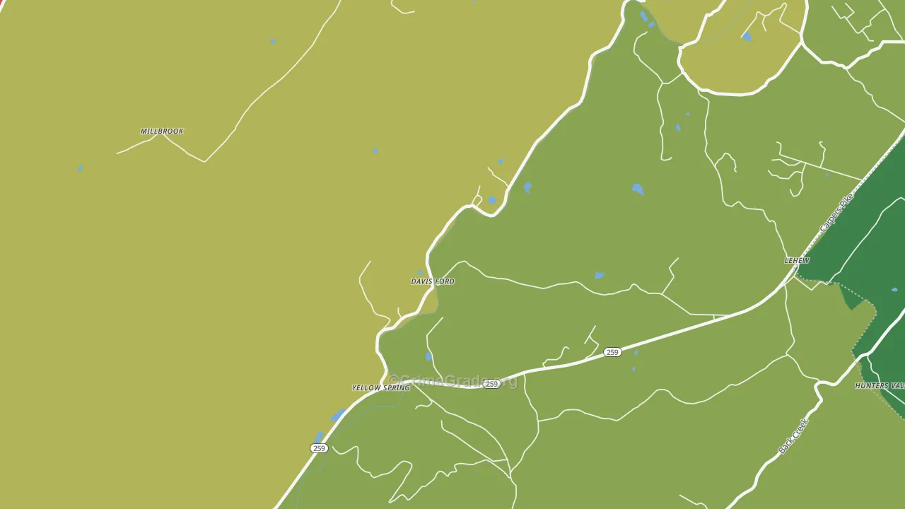 Yellow Spring, WV Map of Murder Rates