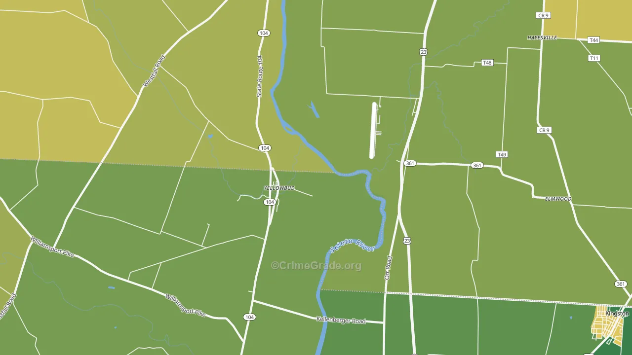 Yellowbud, OH Map of Murder Rates