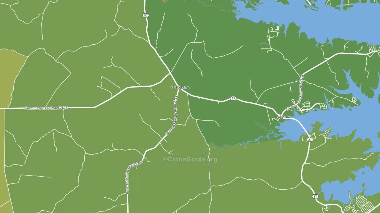 Yellowpine, TX Map of Murder Rates