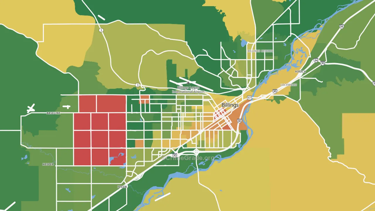 Yellowstone County, MT Map of Murder Rates
