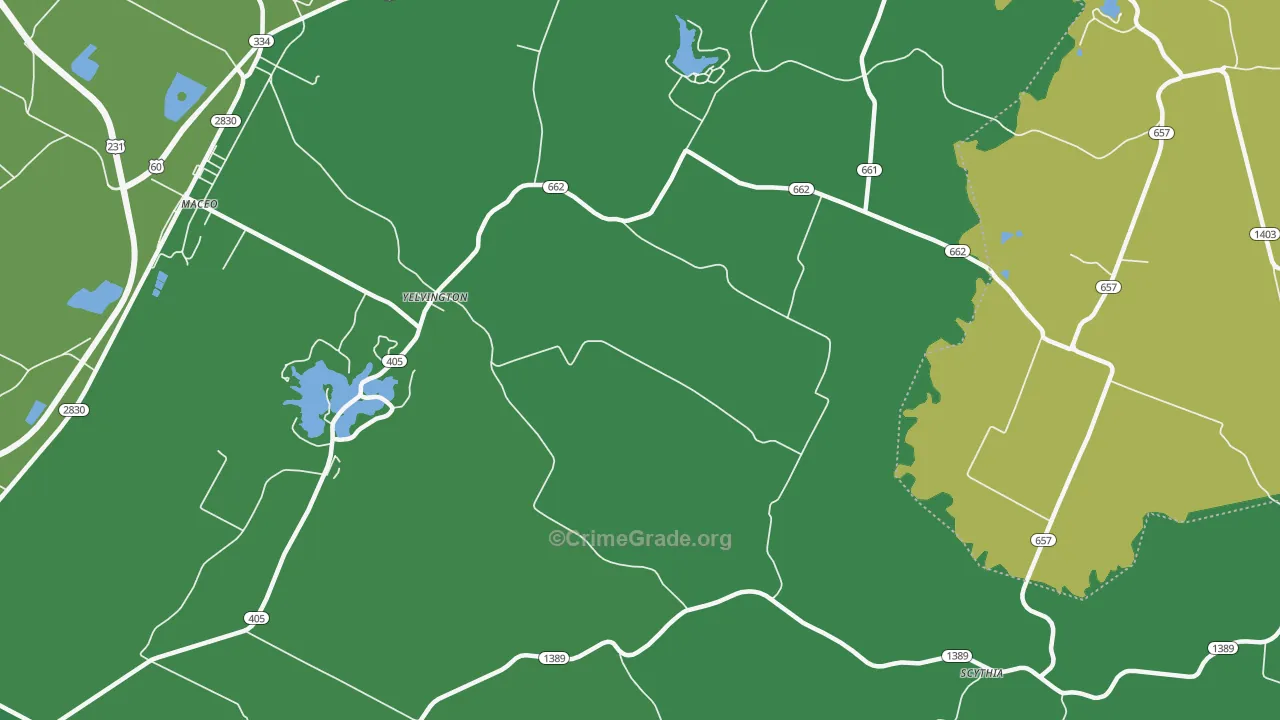Yelvington, KY Map of Murder Rates