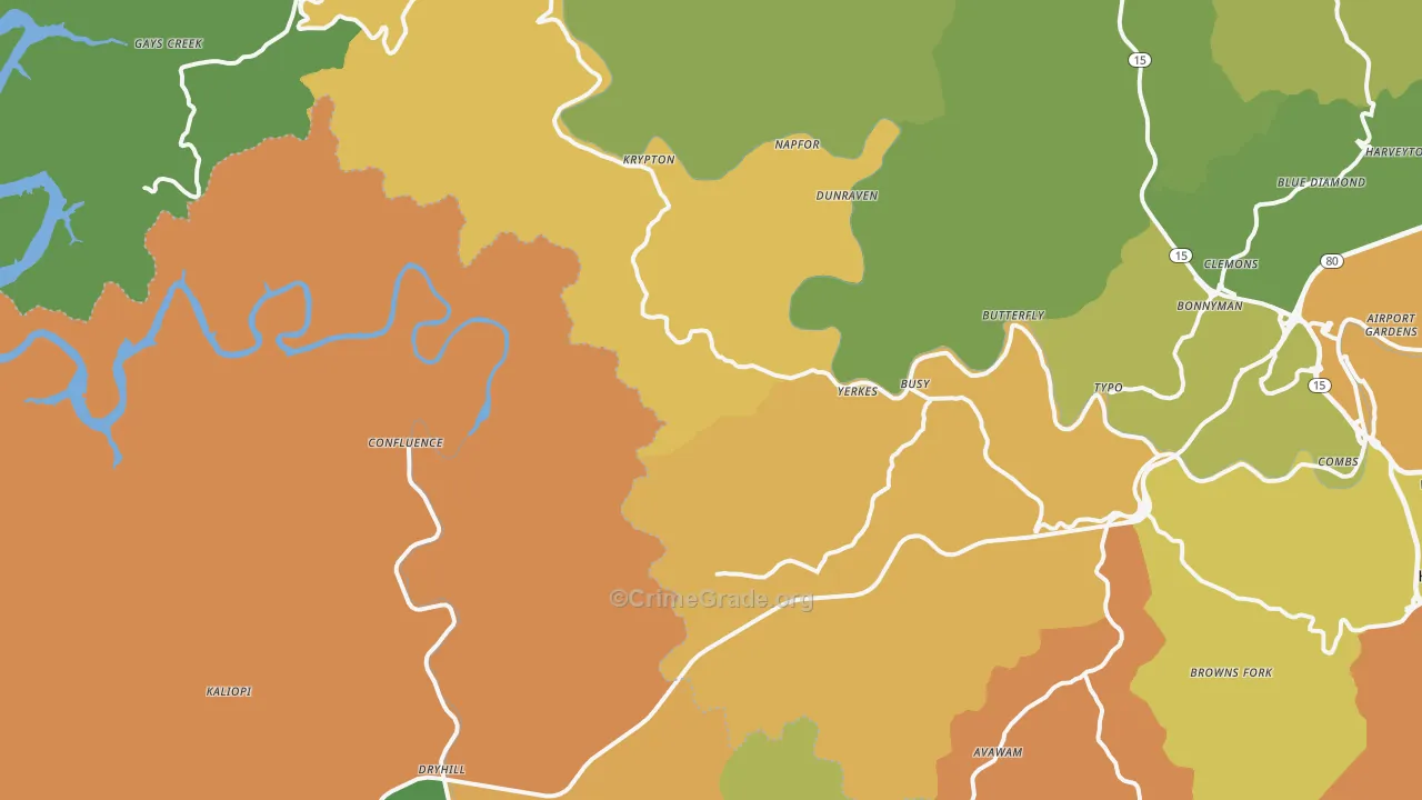 Yerkes, KY Map of Murder Rates